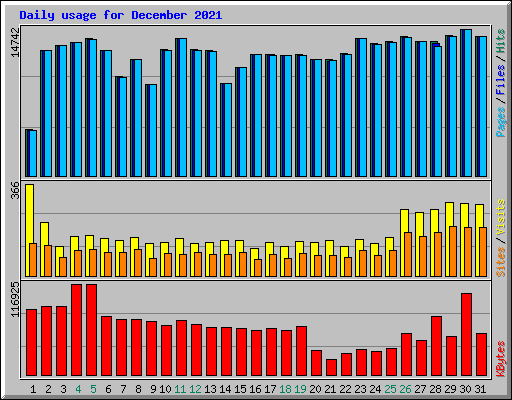 Daily usage for December 2021